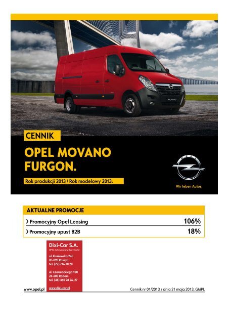 Cennik Movano Furgon - Opel Polska