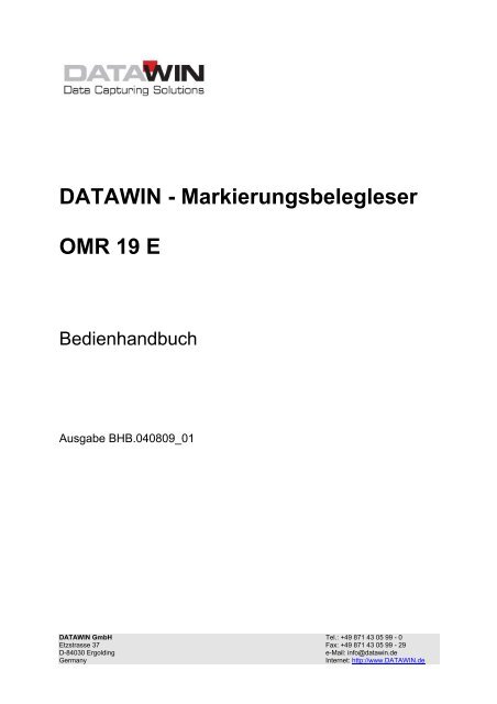 DATAWIN - Markierungsbelegleser OMR 19 E - Datawin Gmbh