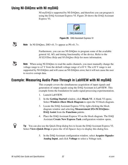 NI myDAQ User Guide and Specifications