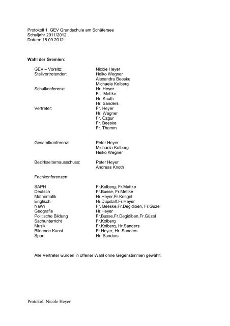 Kurzprotokoll 1 - Grundschule am SchÃ¤fersee