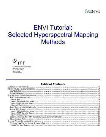 ENVI Tutorial: Selected Hyperspectral Mapping Methods