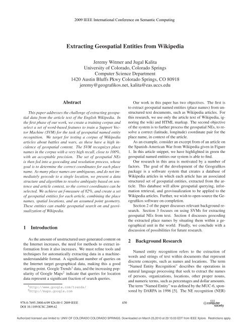 Extracting Geospatial Entities from Wikipedia - ResearchGate