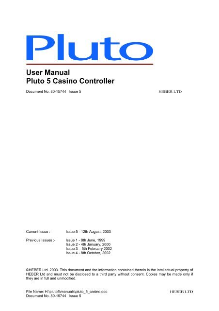 Pluto 5 Casino User Manual - Heber