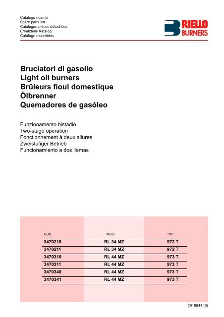 Bruciatori di gasolio Light oil burners Brûleurs fioul domestique ...