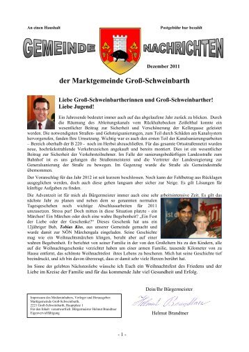 An einen Haushalt - Marktgemeinde Groß-Schweinbarth