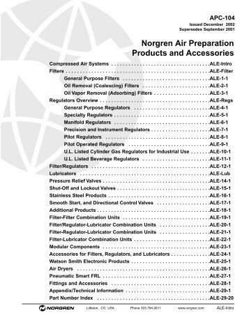 Norgren Air Preparation Products and Accessories