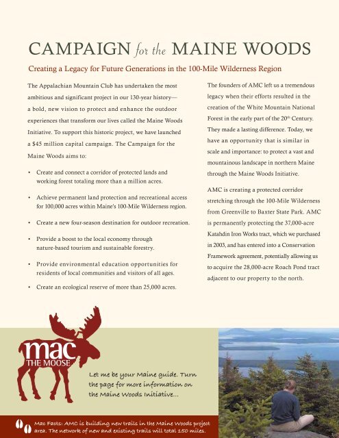 CAMPAIGN for the MAINE WOODS - Appalachian Mountain Club
