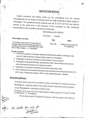 Quotation notice for Consultation services - Chandigarh