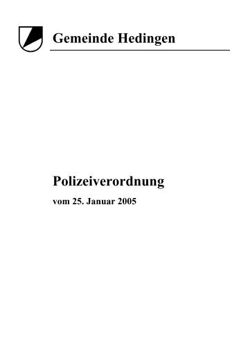 Polizeiverordnung 2005i - Gemeinde Hedingen