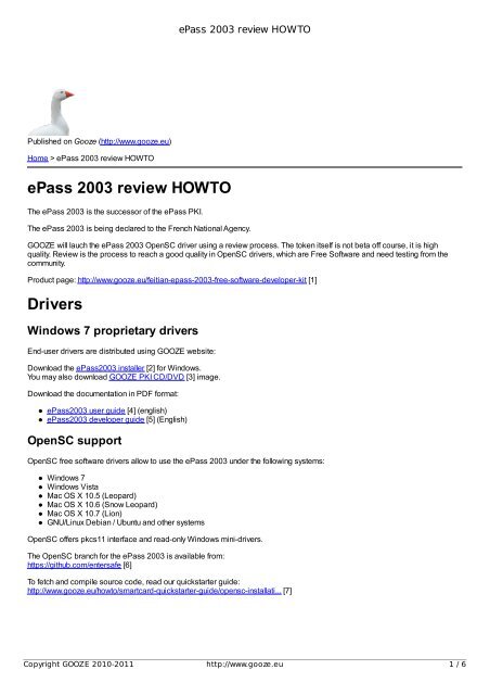 ePass 2003 review HOWTO Drivers - GOOZE downloading