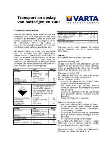 Transport en opslag van batterijen en zuur - VARTA Automotive ...
