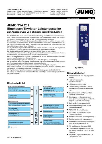 TY A 201 JUMO TYA 201 Einphasen Thyristor-Leistungssteller