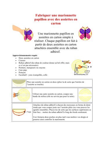 Fabriquer une marionnette papillon avec des assiettes en carton