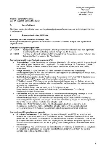 OrdinÃ¦r Generalforsamling den 27. maj 2006 pÃ¥ Hotel Fortunen 1 ...