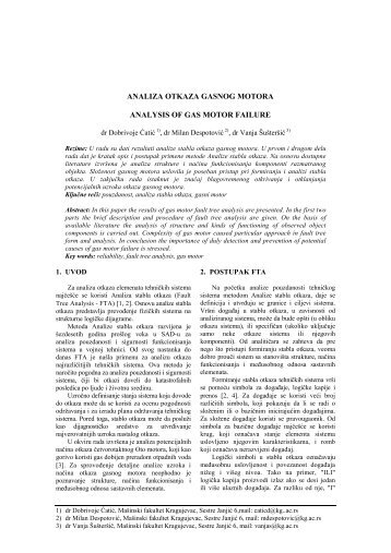 analiza otkaza gasnog motora analysis of gas motor failure