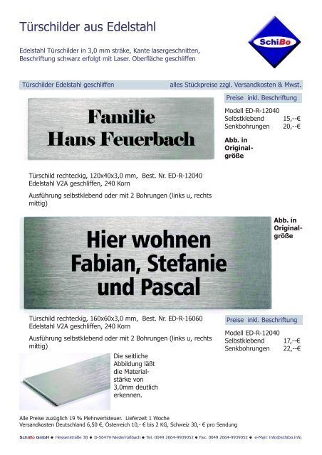 Katalog Türschilder (PDF) - SchiBo GmbH