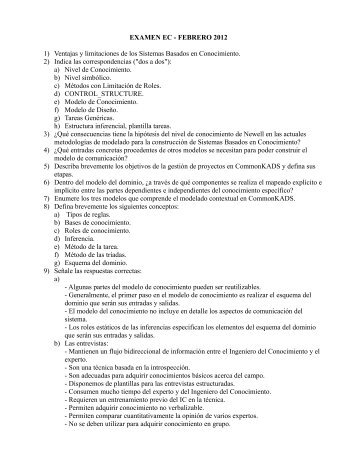 EXAMEN EC - FEBRERO 2012 1) Ventajas y ... - QueGrande