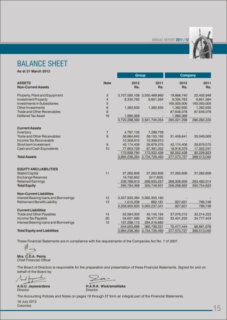 Annual Report 2011/2012 - Colombo Stock Exchange