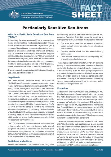 Particularly Sensitive Sea Areas Fact Sheet - Australian Maritime ...