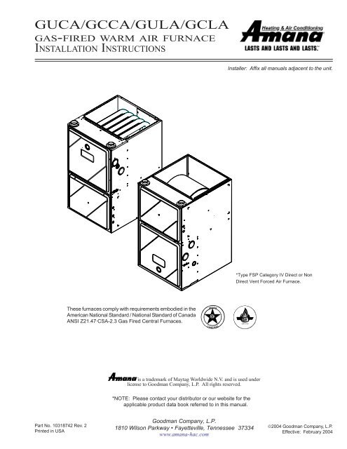 GUCA/GCCA/GULA/GCLA - Day u0026amp; Night Mechanical Solutions Inc.