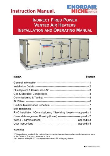 indirect fired power vented air heaters installation and operating ...