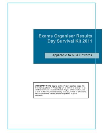 Exams Organiser Results Day Survival Kit 2011 - EiS Kent