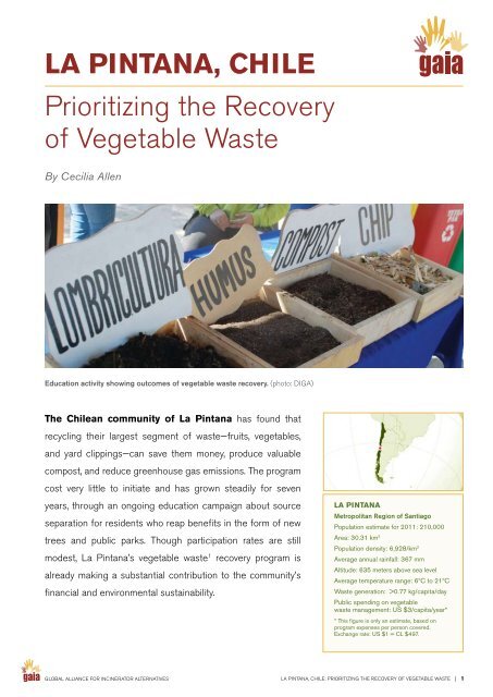 La PinTana, ChiLe Prioritizing the recovery of vegetable Waste - GAIA