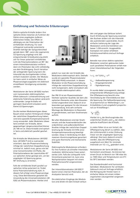 Die LINOS Laser- modulatoren und Pockels- zellen - Qioptiq Q-Shop