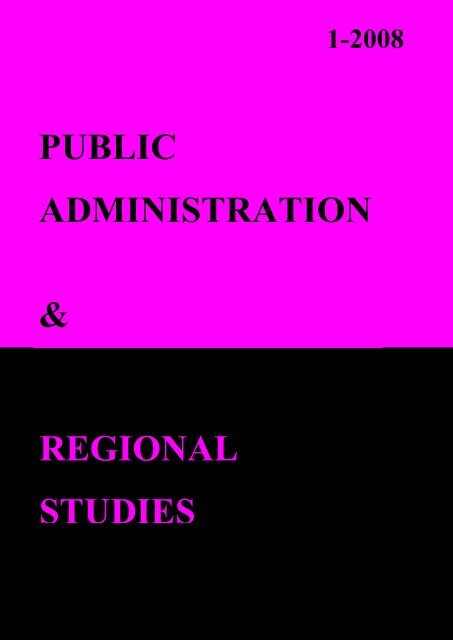 public administration & regional studies - Facultatea de Drept