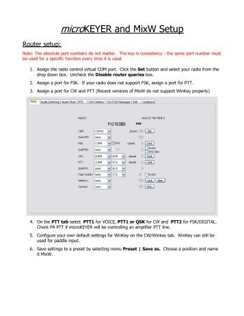 micro KEYER and MixW Setup - microHAM