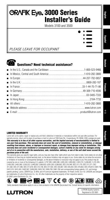 3000 Series Installer's Guide - Lutron