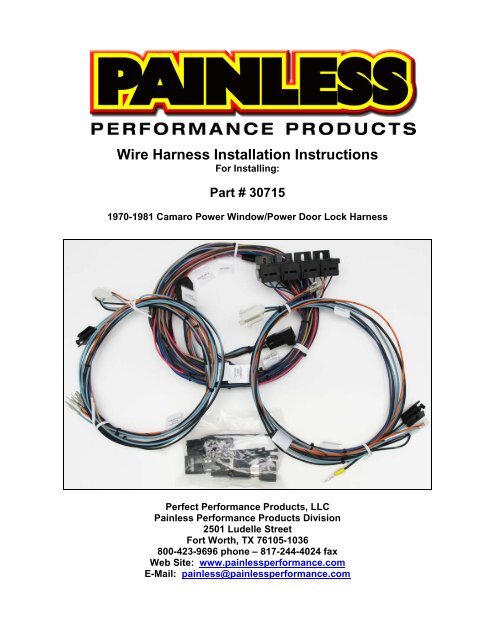 Wire Harness Installation Instructions - Painless Performance