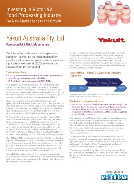 Yakult Australia - Invest Victoria
