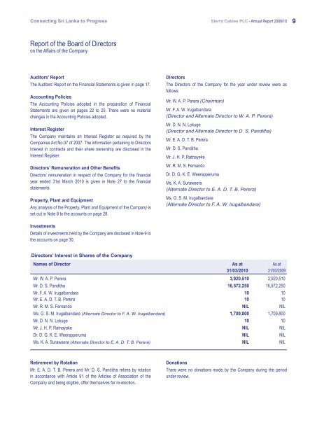 Annual Report 2009/10 - Colombo Stock Exchange