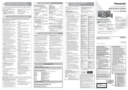 MANUAL DE USUARIO SC-HC20PH(es) - Panasonic