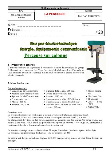 Perceuse sur colonne / 20 - Bac Pro Eleec