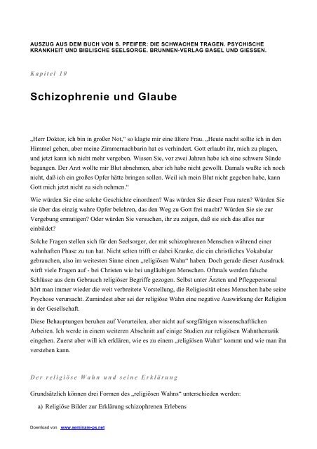 Schizophrenie und Glaube - seminare-ps.net