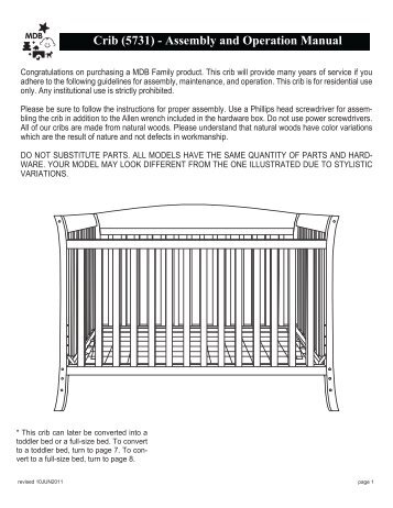 Crib (5731) - Assembly and Operation Manual - DaVinci Baby