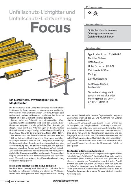 Focus Unfallschutz-Lichtgitter und Unfallschutz-Lichtvorhang