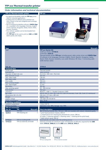 Thermal-transfer printer TTP eco - CONTA-CLIP