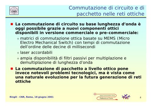 PROTOTIPO SPERIMENTALE DI RETE MAN OTTICA AD ANELLO ...