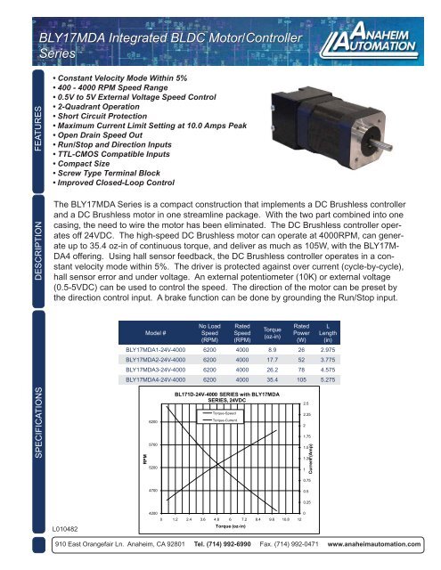 BLY17MDA Series Spec Sheet.pdf - Anaheim Automation