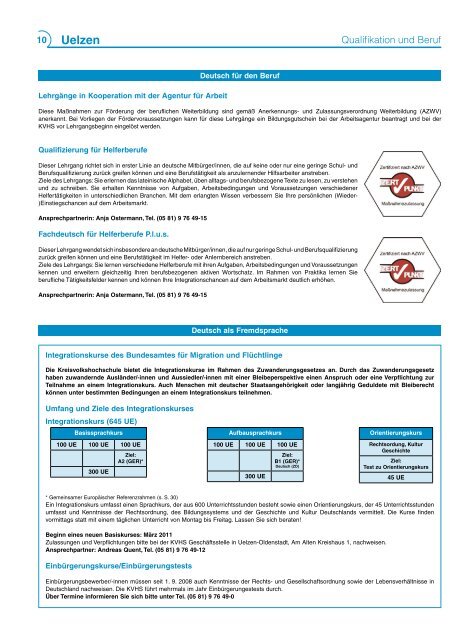 Programm 1/2011 - Kreisvolkshochschule Uelzen/Lüchow ...