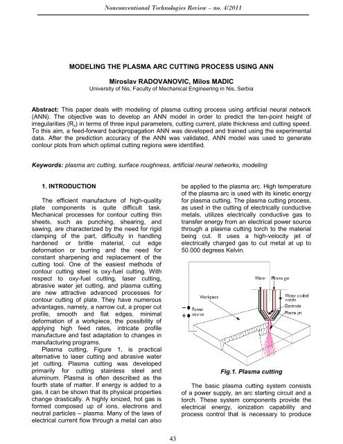 modeling the plasma arc cutting process using ann - Revtn.ro