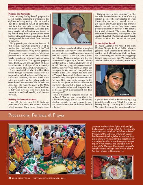 Hinduism Today July 2007 - Cover, Index, Gatefold, Front Articles