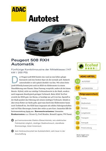 Umfassender Test Peugeot 508 RXH Automatik - ADAC