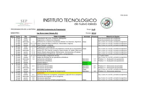 Calendario de actividades