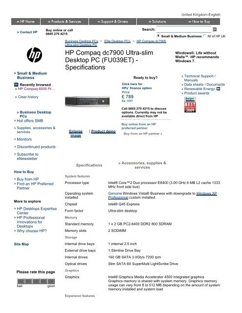 Monografie koel Afleiden HP Compaq dc7900 Ultra-slim Desktop PC ... - Added Dimension