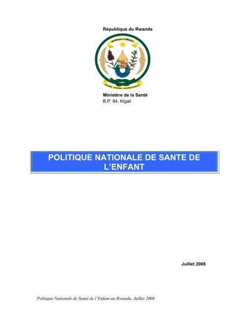 Politique Nationale De Sante De L Enfant Rwanda Basics