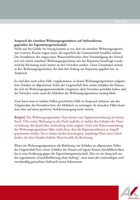 Wohnrecht für Wohnungseigentümer - AK - Vorarlberg